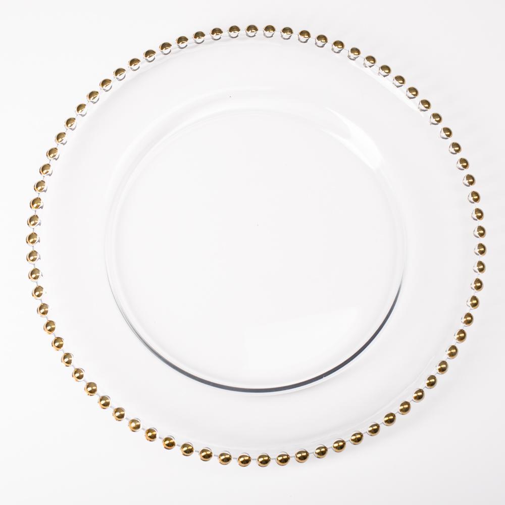 richland 13 gold beaded glass charger plate set of 12