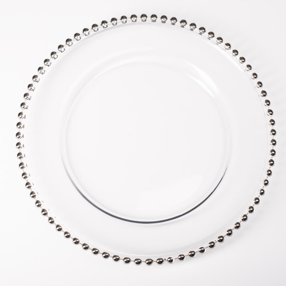 richland 13 silver beaded glass charger plate