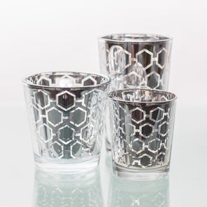 Richland Silver Hexagonal Glass Holder - Large Set of 6
