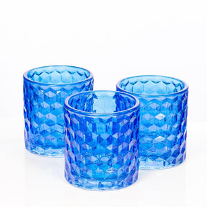 richland blue chunky honeycomb glass votive tealight holder set of 6