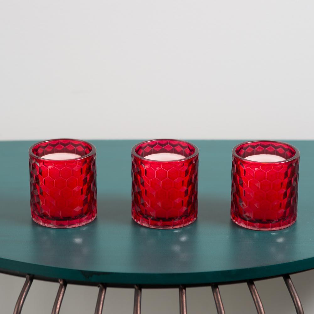richland red chunky honeycomb glass votive tealight holder set of 12