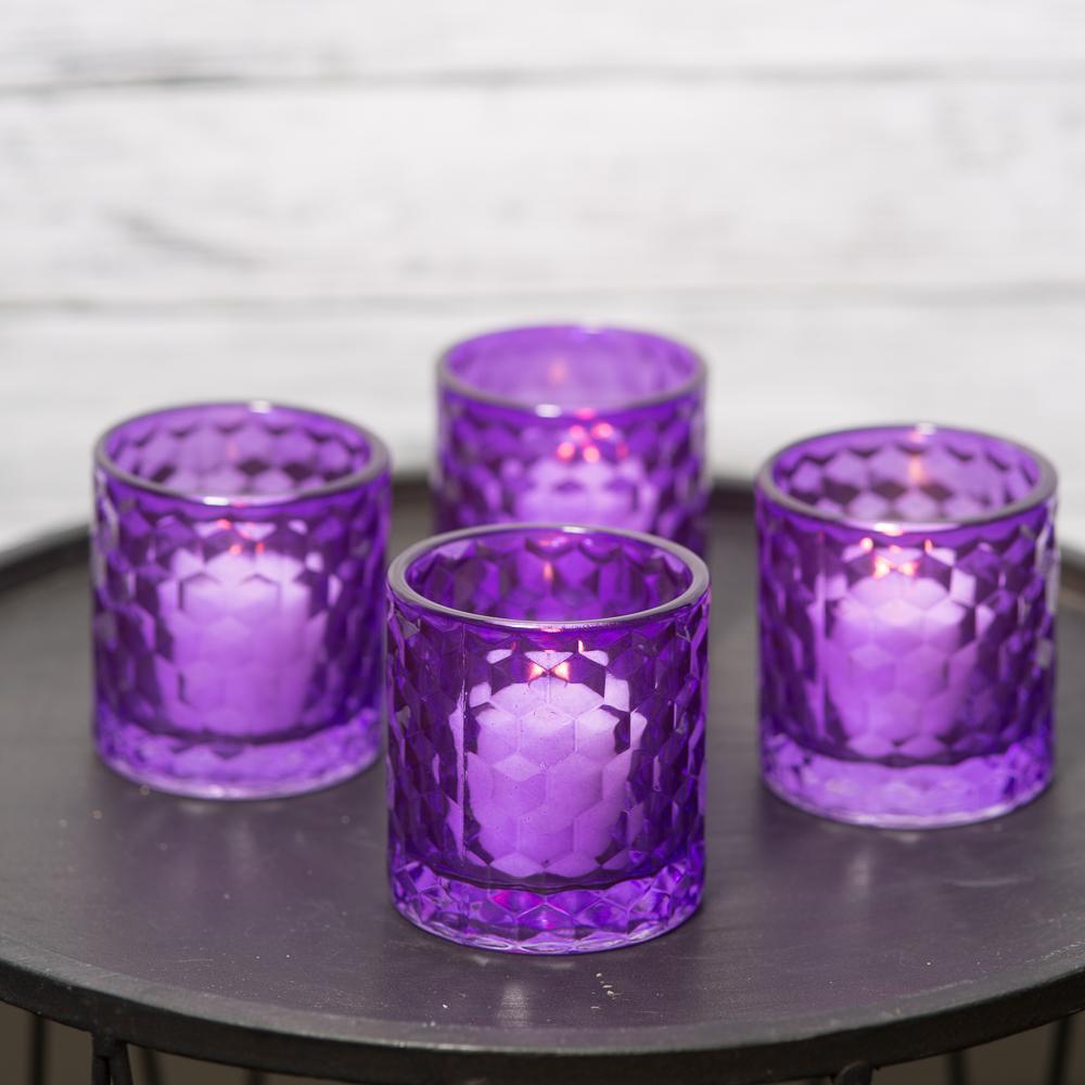 richland purple chunky honeycomb glass votive tealight holder set of 48
