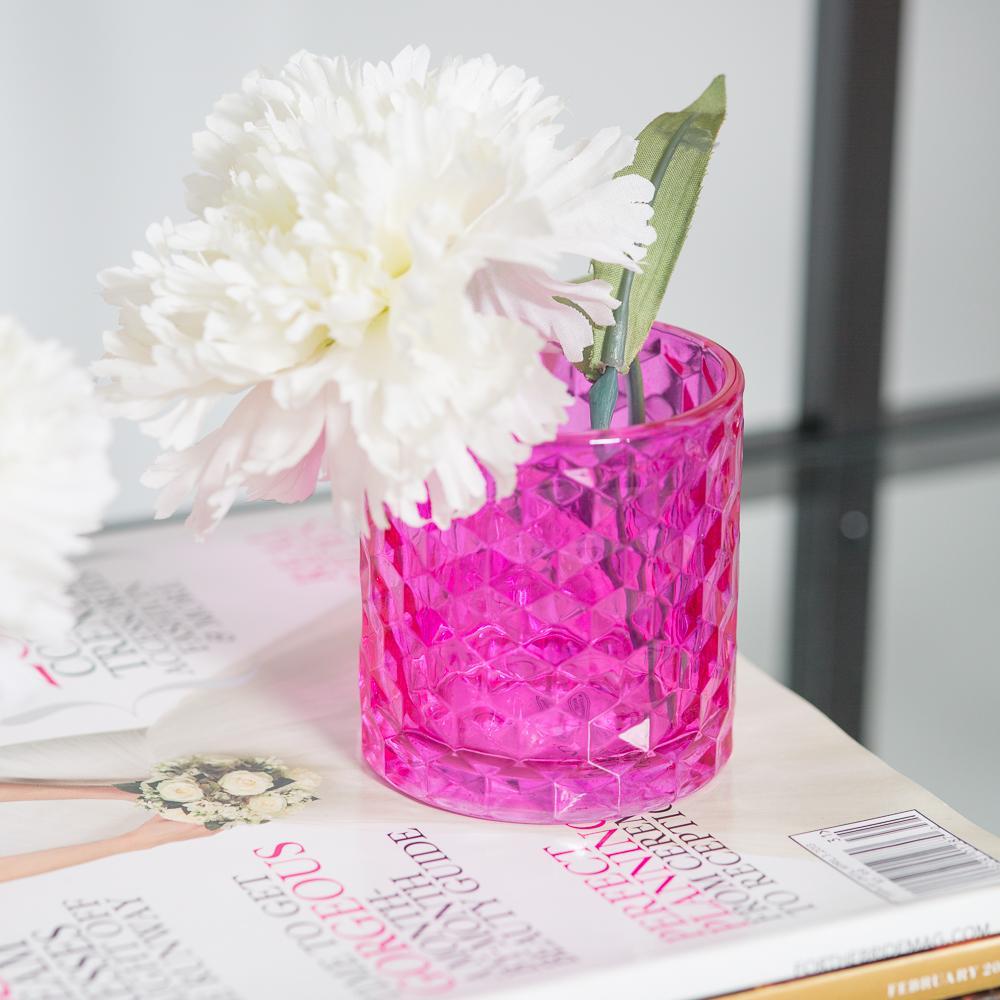 richland pink chunky honeycomb glass votive tealight holder set of 6
