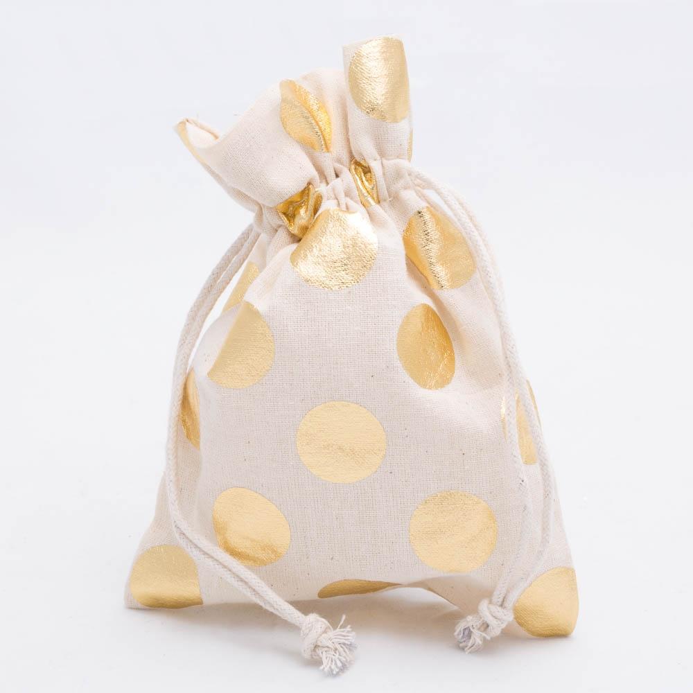 richland cotton bag 5 x 7 with gold dots set of 12