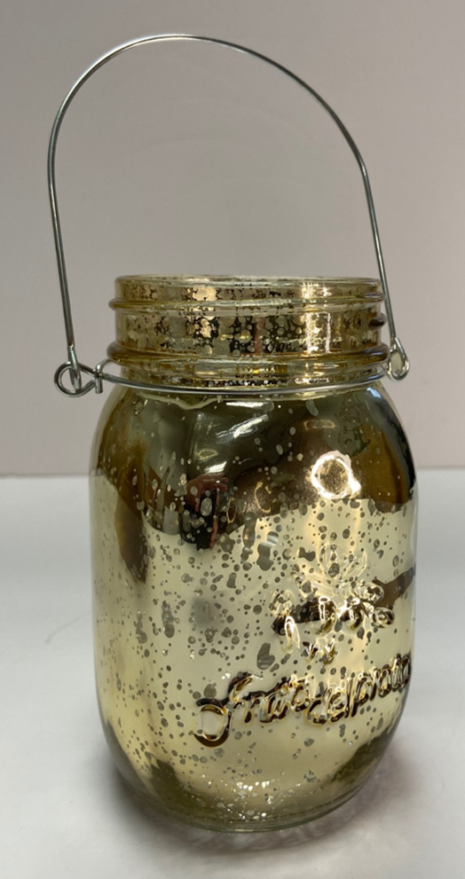Richland Small Mercury Hanging Mason Jar with Handle - Metallic Gold Set of 36