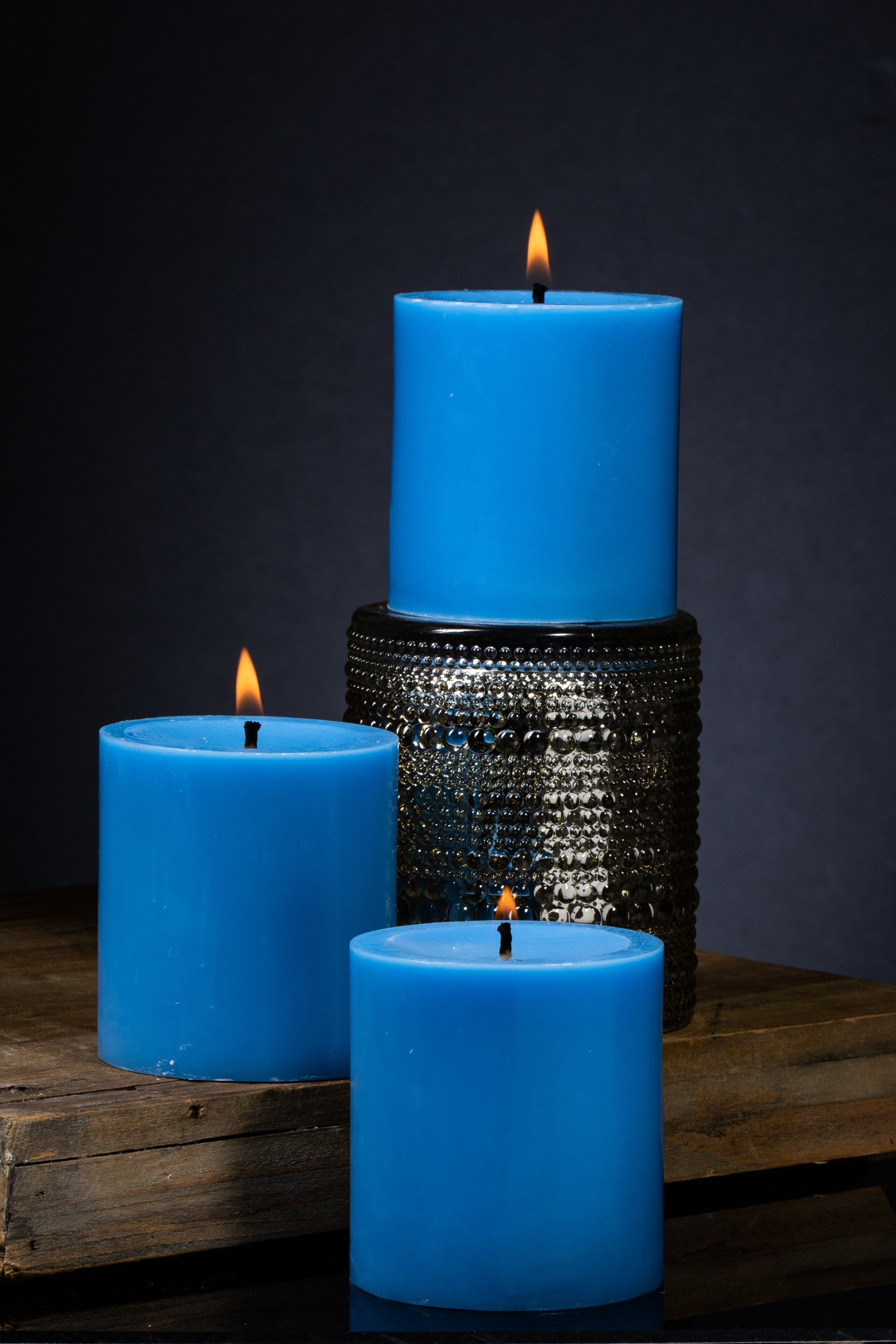Richland Pillar Candle 3"x3" Light Blue Set of 24