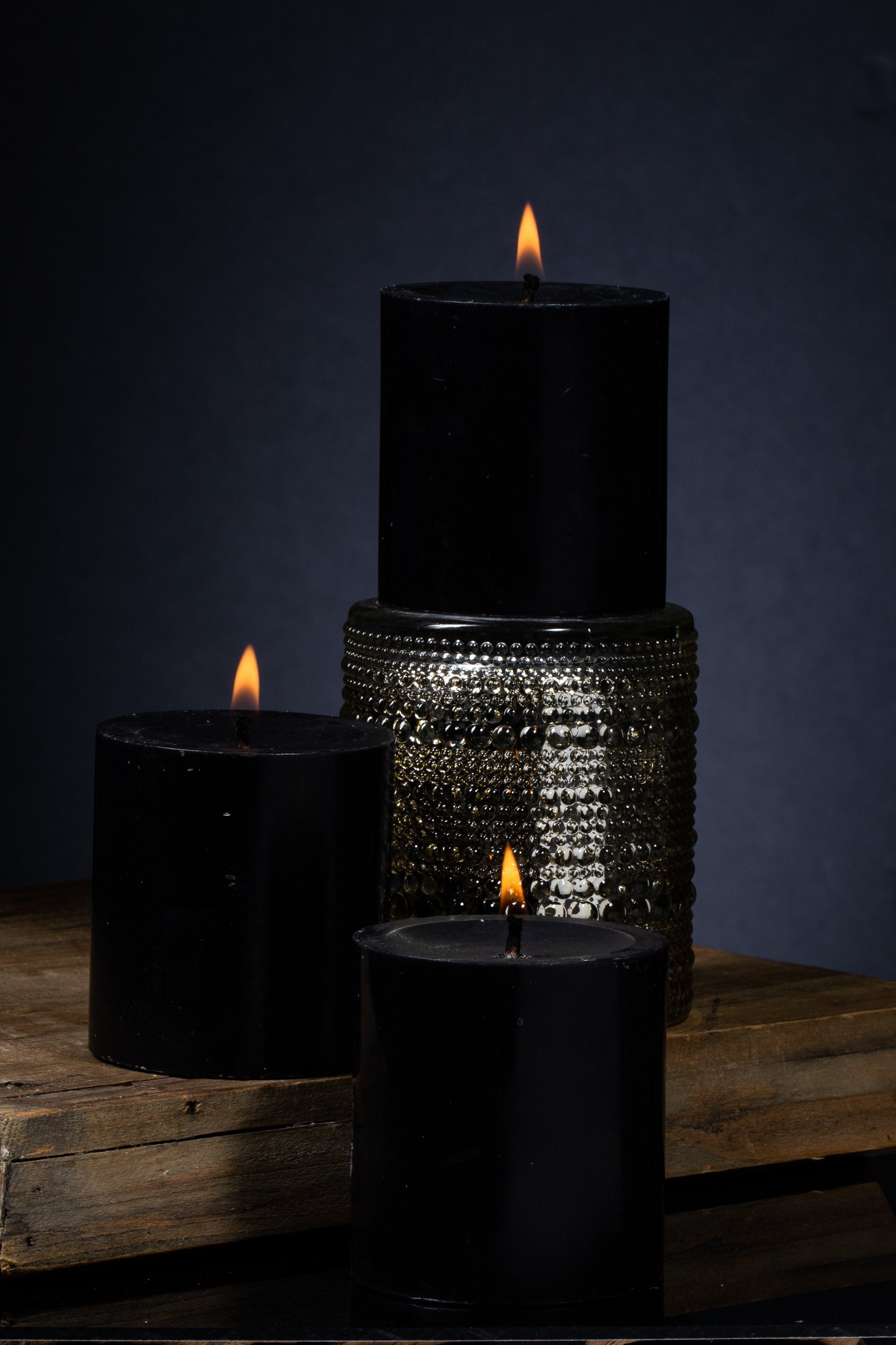 Richland Pillar Candles 3"x3" Black Set of 24
