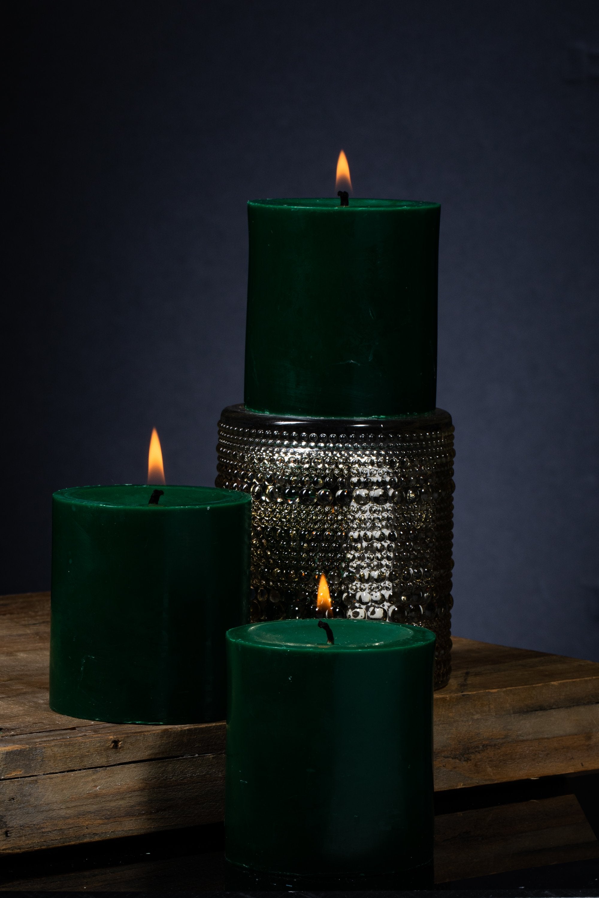 richland pillar candle 3 x3 dark green