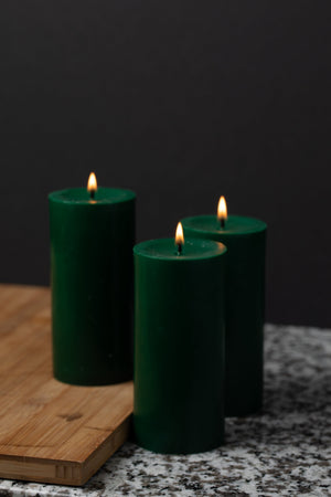 Richland Pillar Candle 3"x6" Dark Green