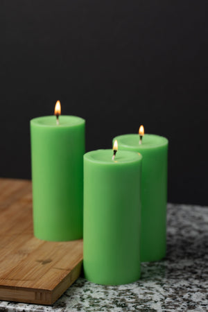 Richland Pillar Candles 3"x6" Green Set of 6
