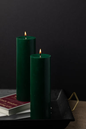 Richland Pillar Candle 3"x9" Dark Green