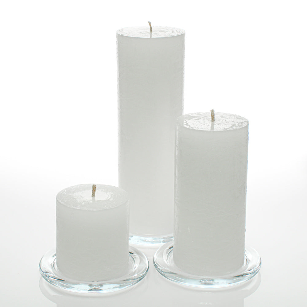 Richland Rustic Pillar Candle 3" x "3, 3" x 6" & 3"x 9" White Set of 3