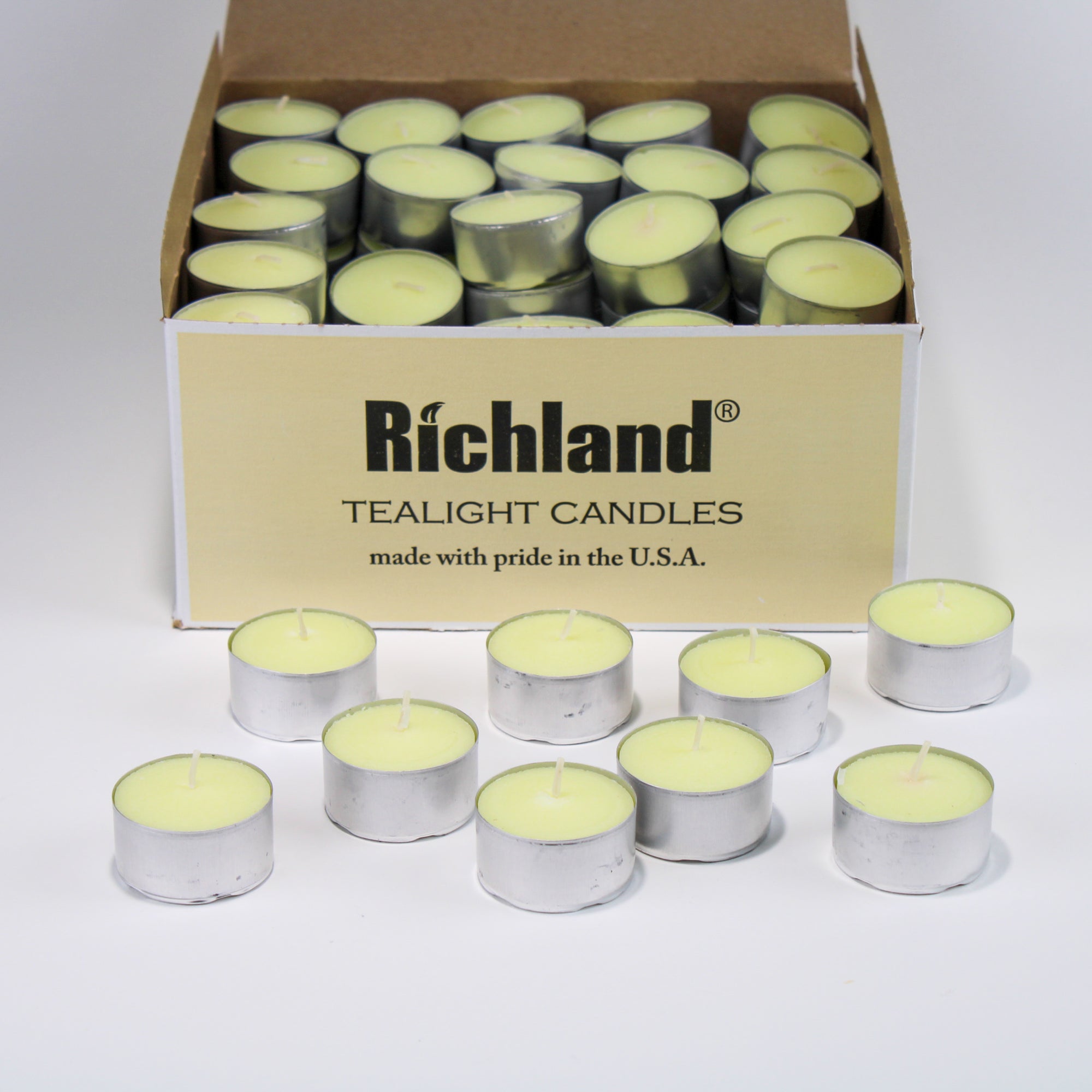 Richland Extended Burn Tealight Candles Light Yellow Unscented Set of 400