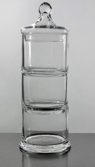 Set of 3 Round Clear Apothecary Glass Canister Jars with