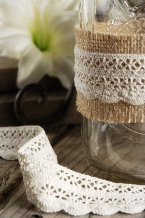 Ivory Cotton Crochet Ribbon 1.25" x 10 yards