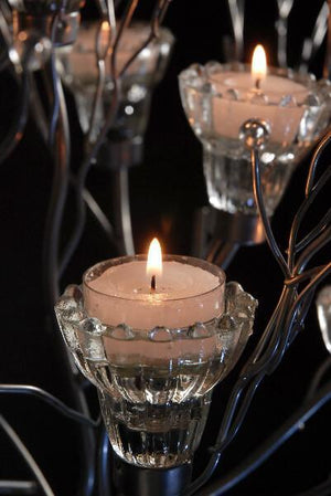 2 silver branched wedding event candle trees 43in