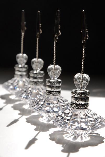 4 crystal place card table number holders