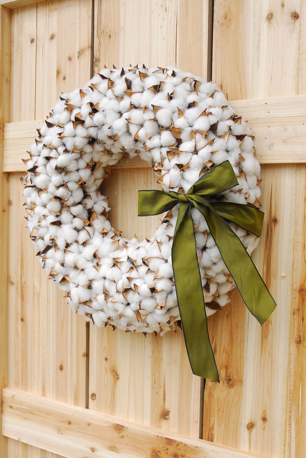 Faux Cotton Wreath 18.5in