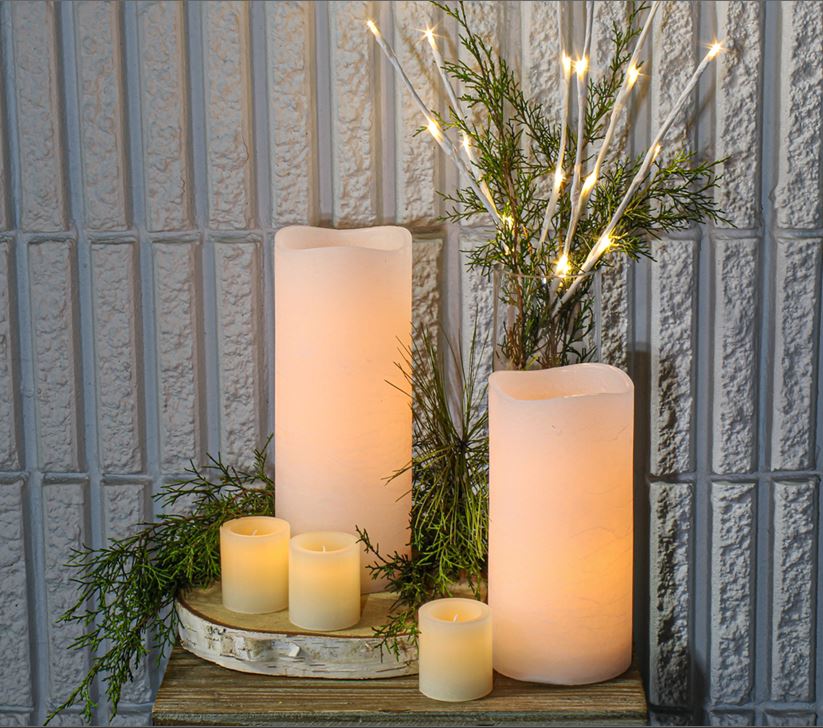 Richland 4" x 10" Large LED Pillar Candle with Wavy Top - Set of 6