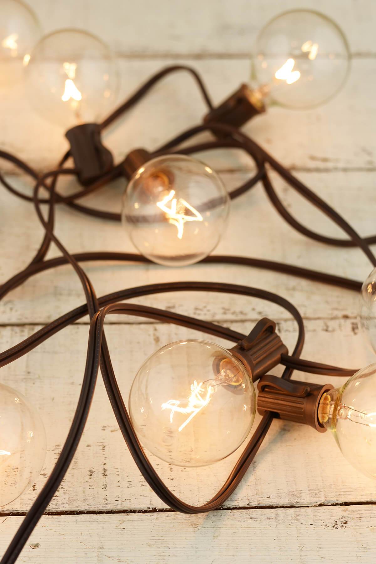 Globe String Lights Brown Wire 9ft - 10ct- 12in Spacing