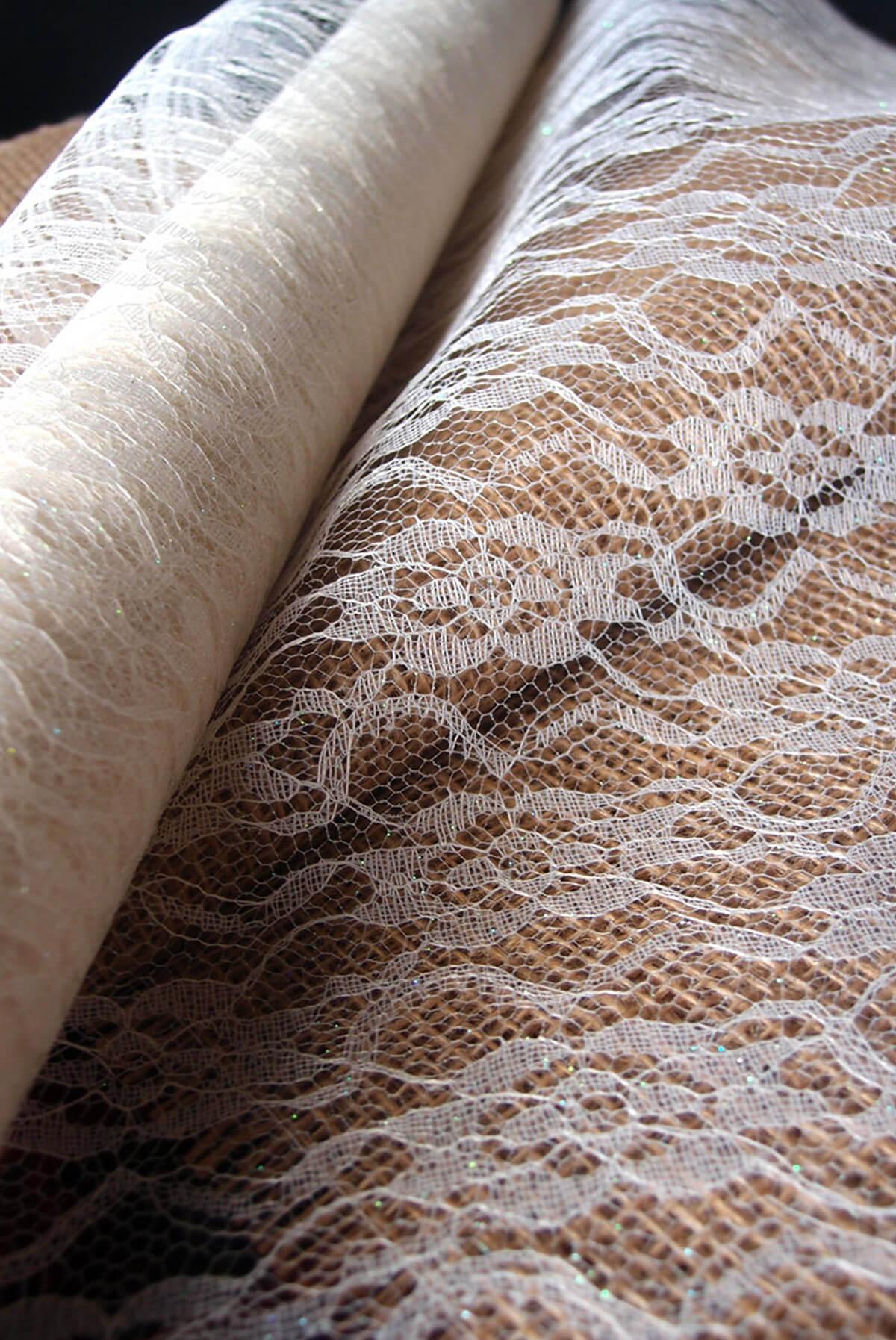 white chantilly lace table runner 14 wide x 10 yards