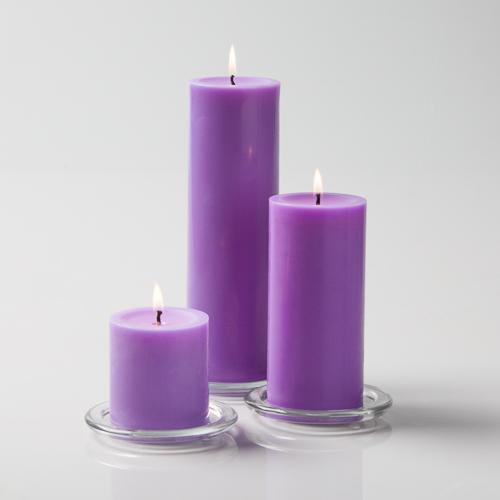 Richland Pillar Candles 3"x3", 3"x6" & 3"x9" Lavender Set of 12