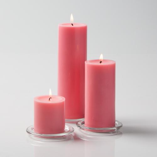 Richland Pillar Candles 3"x3", 3"x6" & 3"x9" Pink Set of 12