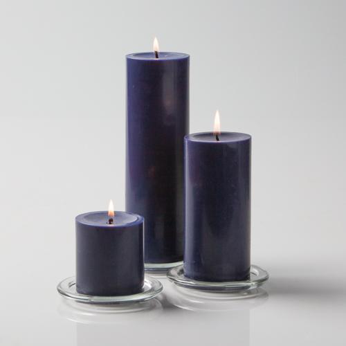 Richland Pillar Candles 3"x3", 3"x6" & 3"x9" Navy Blue Set of 36