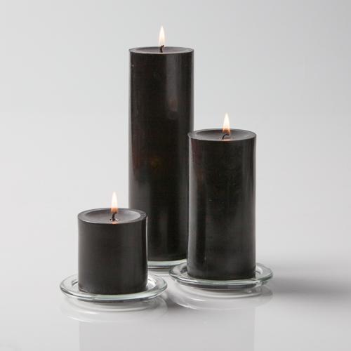 Richland Pillar Candles 3"x3", 3"x6" & 3"x9" Black Set of 36