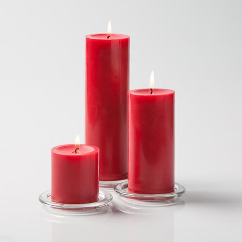 Richland Pillar Candles 3"x3", 3"x6" & 3"x9" Red Set of 12