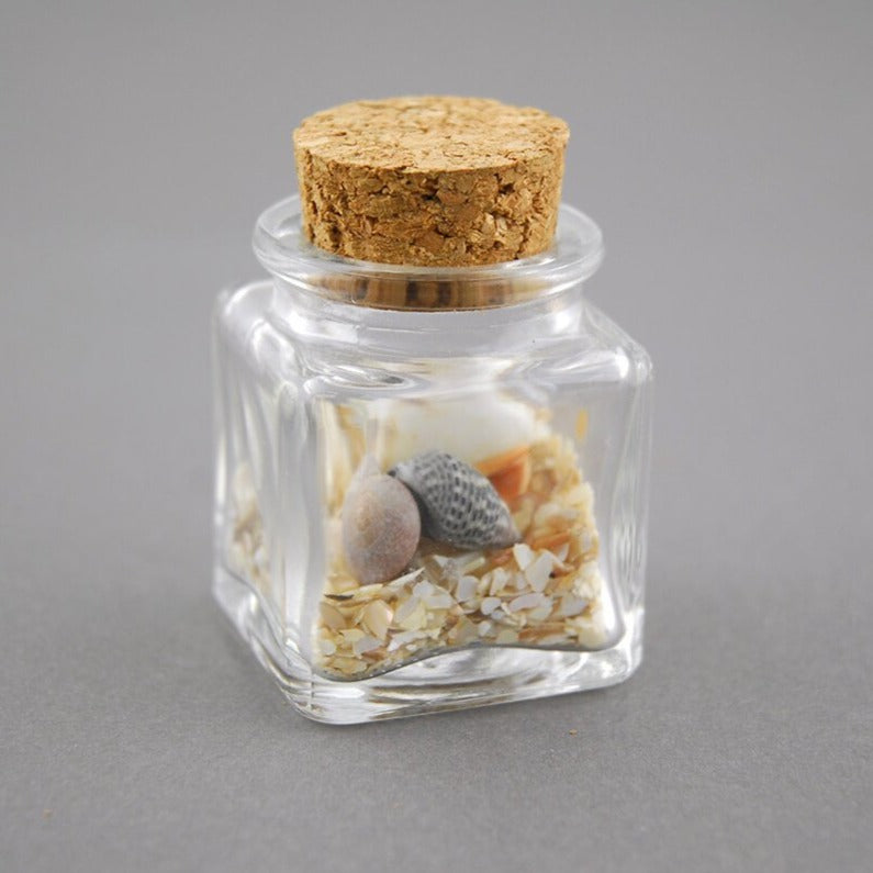 mini glass bottle square with cork 1 4oz pack of 24