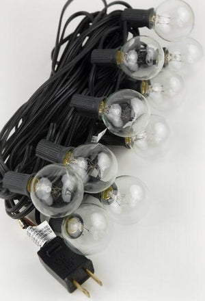 outdoor patio string light set 10 socket g40 clear globe bulbs 31ft black cord e12 c7 base