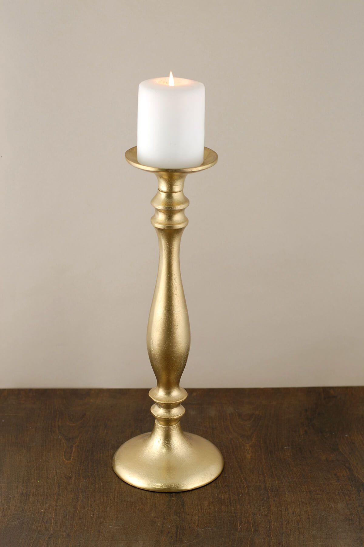 Pillar Candle Holder Gold 15.5in