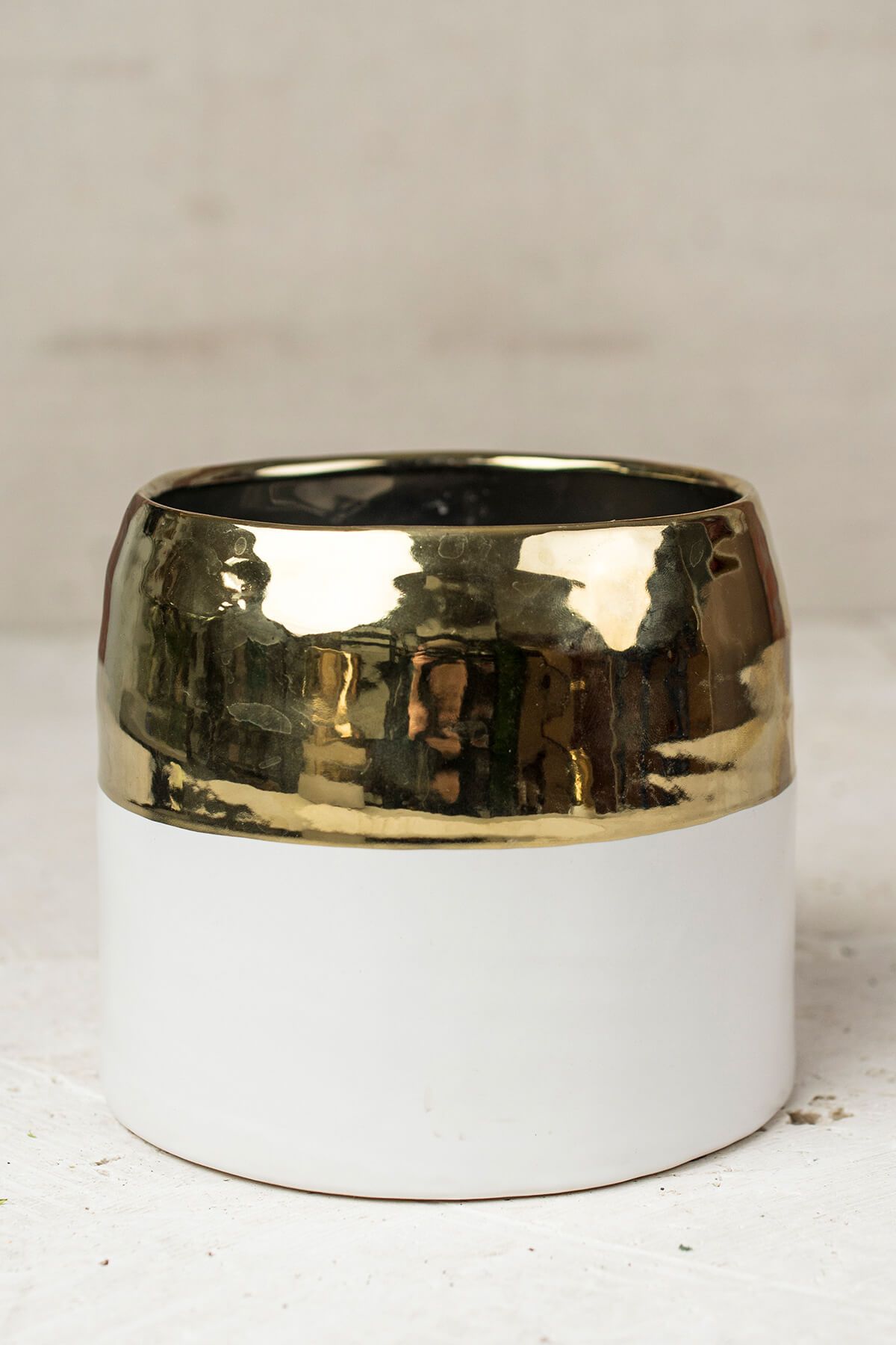White and Gold Ceramic Claire Vase & Pot 5.75'' x 5''
