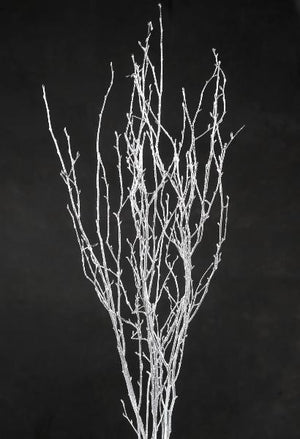 Glittered Silver Birch Tree Branch Bundle 3-4 ft (4 branches) - Candles4Less