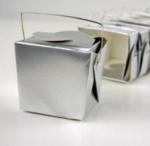 12 Tiny Silver Takeout Boxes 8oz /  2.5in
