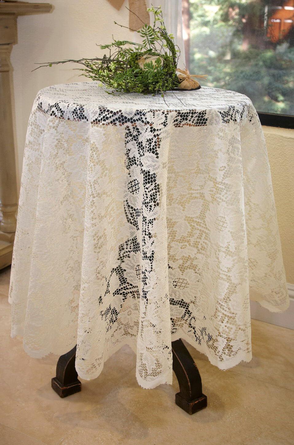 tablecloth lace round ivory 60